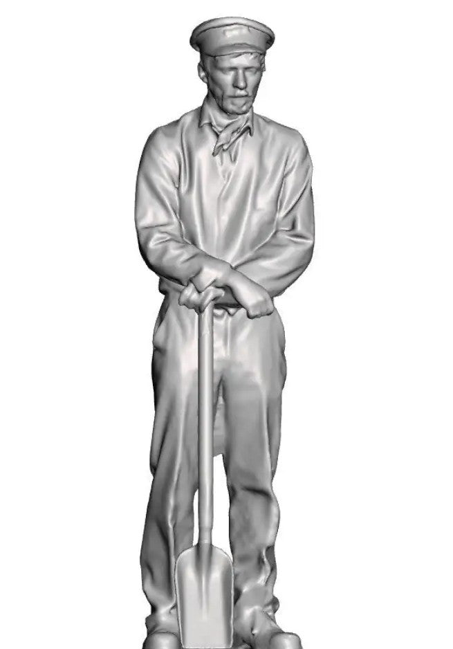 Fireman leaning on Small Shovel